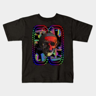 Trippy Psychedelic Skull Colorful Mushroom Skeleton Kids T-Shirt